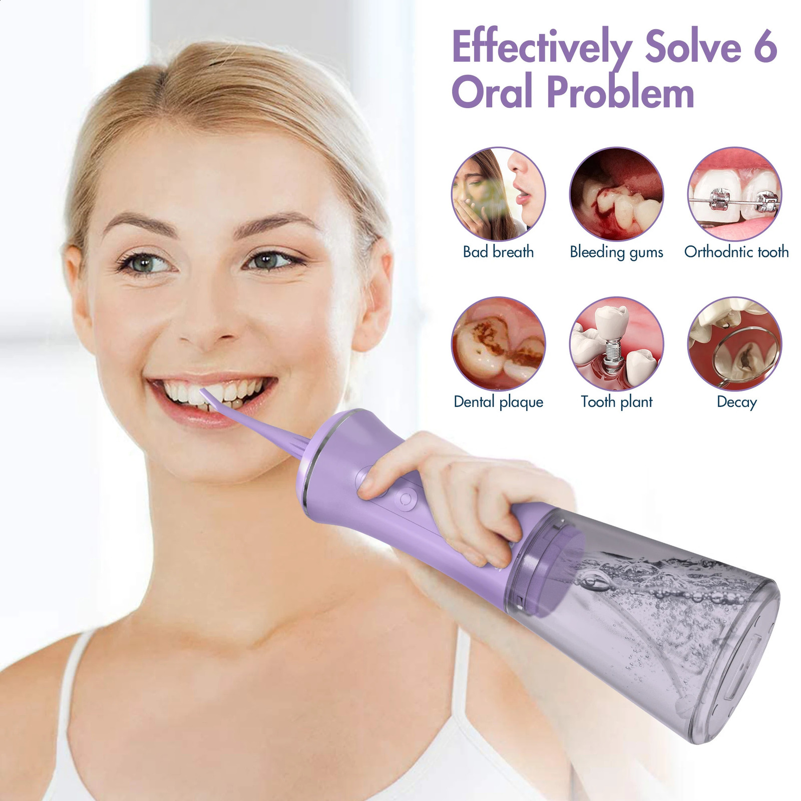 SEJOY Dental Oral Irrigator USB Rechargeable Teeth Cleaner Portable Dental Water Flosser 5 Modes IPX7 Mouth Washing Machine 350m 250520