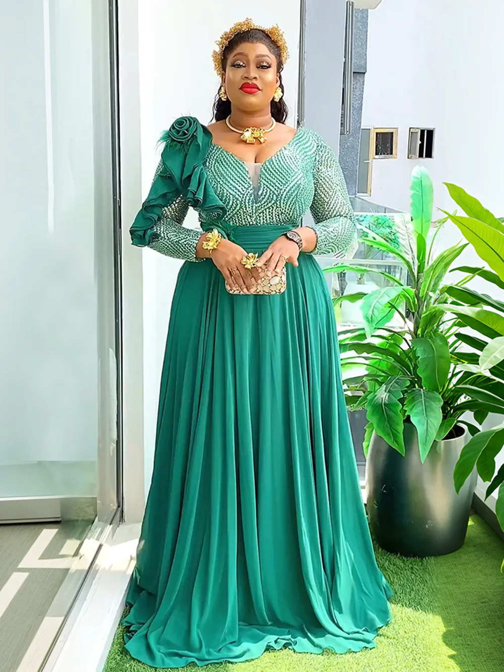 Plus Size African Wedding Party Dresses for Women Dashiki Ankara Evening Gown Elegant Christmas Outfit Robe Africa Clothes 250520