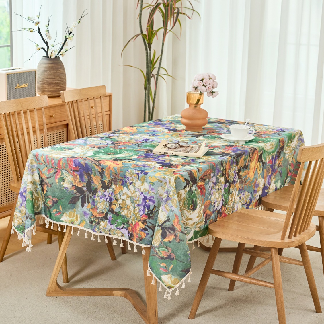 A715 Nordic tablecloth fabric imitation digital waterproof and oil-proof washable rectangular coffee table table mat tablecloth desk net red