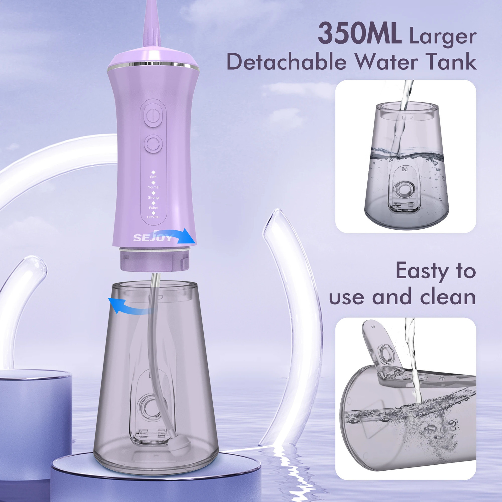 SEJOY Dental Oral Irrigator USB Rechargeable Teeth Cleaner Portable Dental Water Flosser 5 Modes IPX7 Mouth Washing Machine 350m 250520