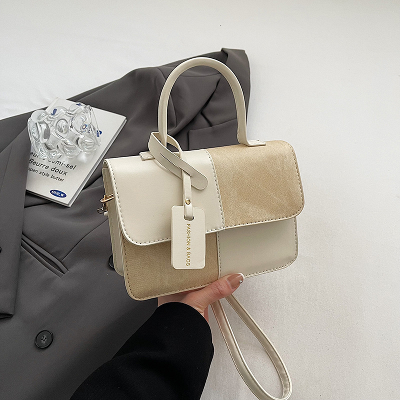 Free Delivery Designer Bag Splicing Texture Hand With Niche Design Crossbody French Small Square Stylish Versatile Shoulder Luxury Bag