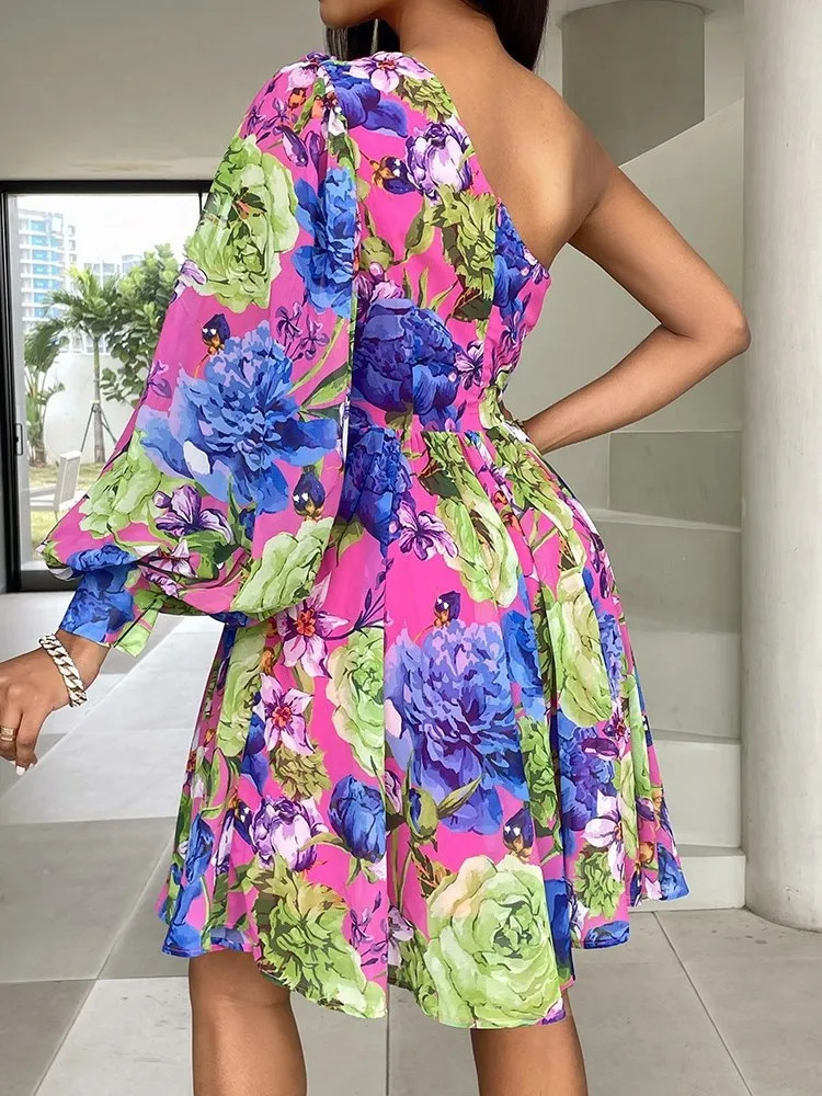 Boho Print Women Dress Spring Fashion Sexy Off Shoulder Office Elegnat Casual Dresses Female Sweet Party Dress Robe Femme 250519
