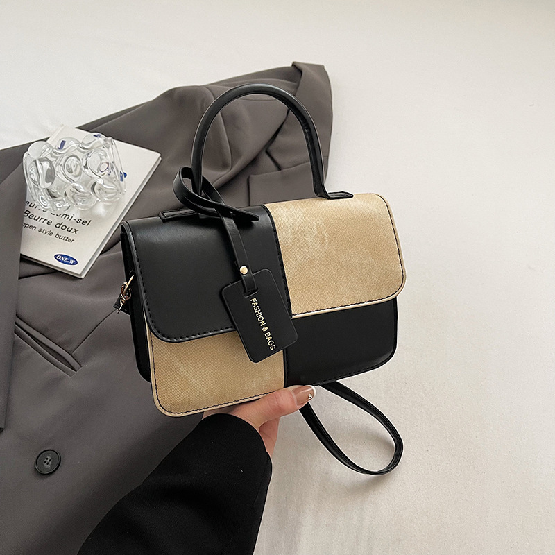 Free Delivery Designer Bag Splicing Texture Hand With Niche Design Crossbody French Small Square Stylish Versatile Shoulder Luxury Bag