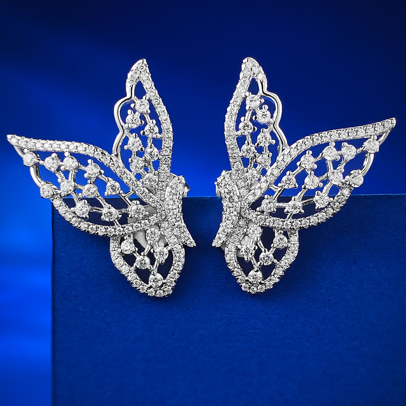S925 Sterling Silver Hollow Butterfly Earrings for Women, Simple and Stylish Design