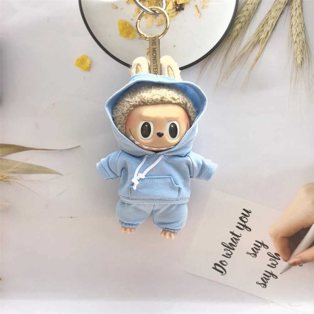 15cm/17cm Labubu Doll Clothes Sitting Party 1st 2nd Generation Outfit White Black Pink Yellow Blue Green Hoodie DIY Gifts W250521