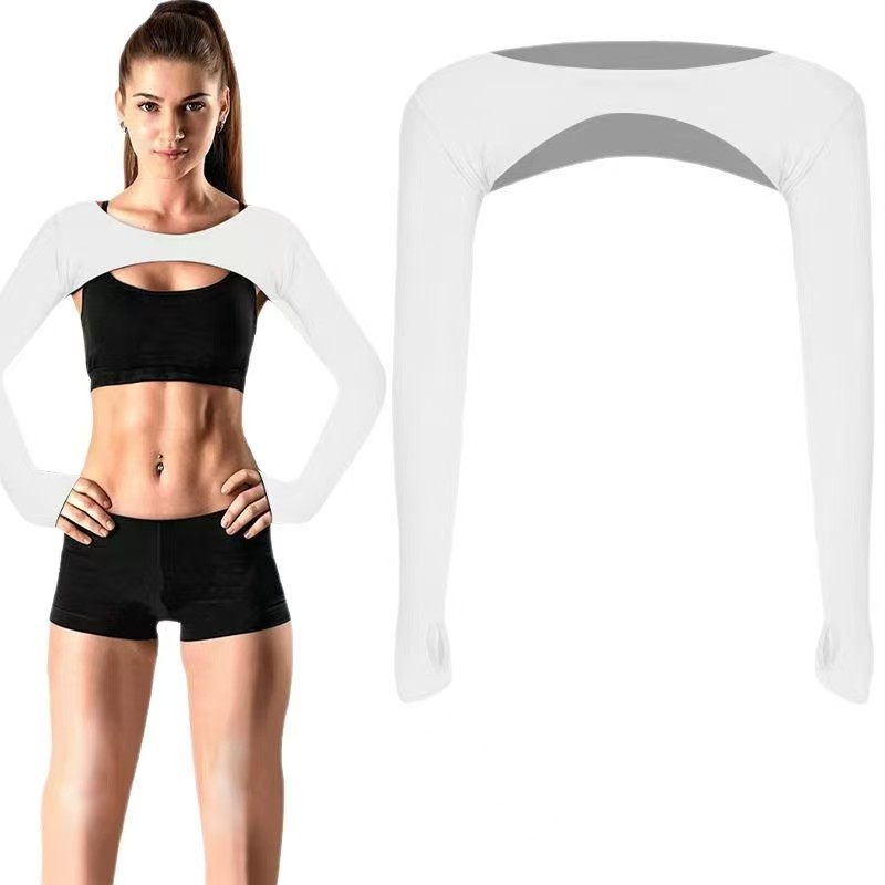 K785 Summer sun protection short cardigan shawl Yoga exercise slim cool ice silk one-piece shoulder ice sleeves