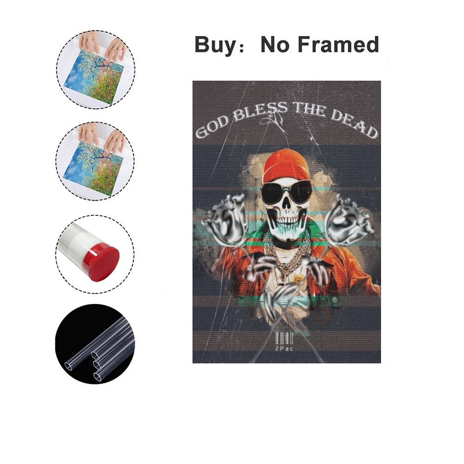 Painting Skull Music Poster Rapper Hiphop Singer Halloween Unframe-style Canvas Prints Wall Painting Wall Art Decor Print Picture