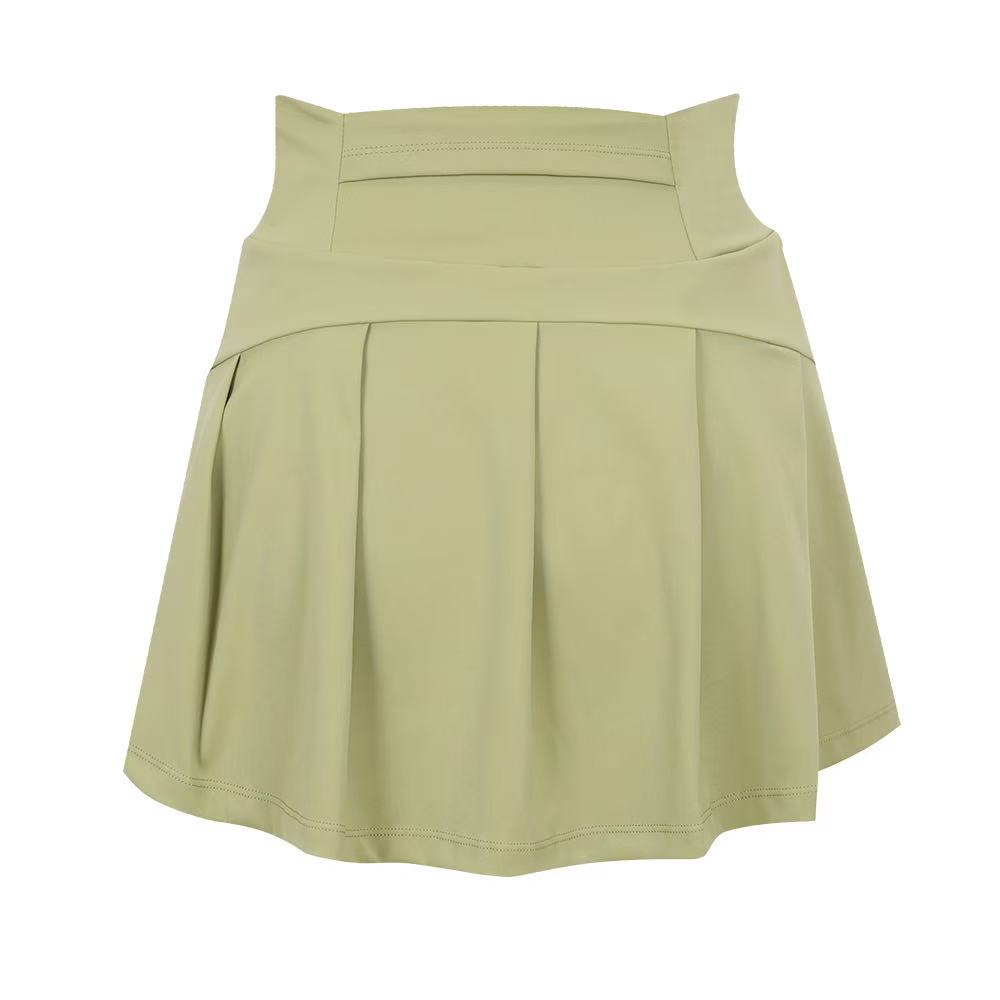 2025--Womens sports skirt yoga skirt sports shorts zipper pleated tennis golf skirt summer anti exposure fitness skirt with pockets