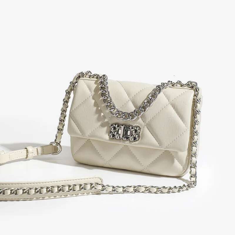 Xiaoxiangfeng Dia Grid Chain Buckle Soft Leather Shoulder Crossbody Bag, Women's Bag