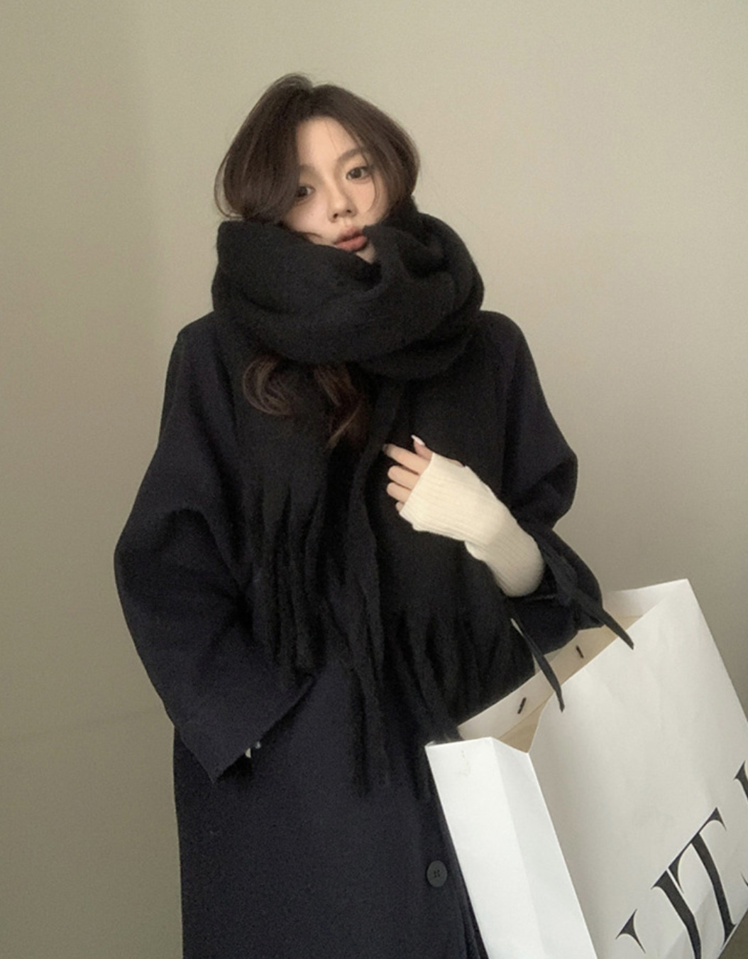 K781 Atmosphere mohair scarf for women winter 2024 new Korean style all-match cold-proof warm neck scarf plaid thickened