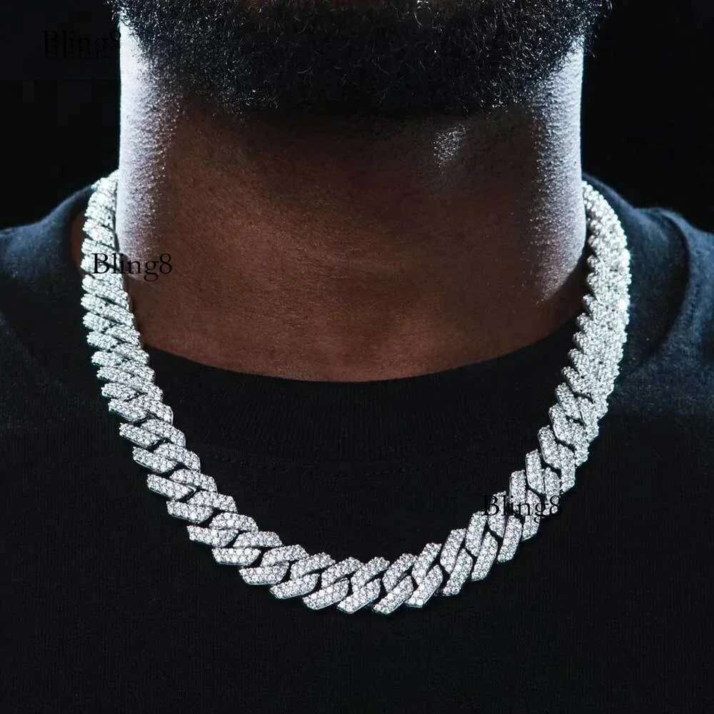 14mm Full Moissanite k Necklace Bracelet GRA Certified 100% Sterg Sier Hip Hop Cuban Jewelry for Men Women