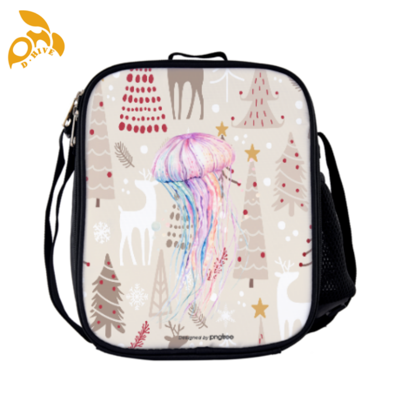Free delivery. fashion designers customize round, beige white and black half-length, lightweight, simple and square insulated meal bags