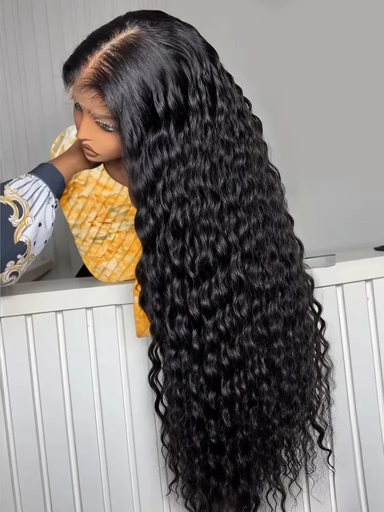 250 Density 13x4 Deep Wave HD Glueless Lace Front Wig 30 40 Inch Curly 13x6 Human Hair Wigs Water Closure Kinky synthetic