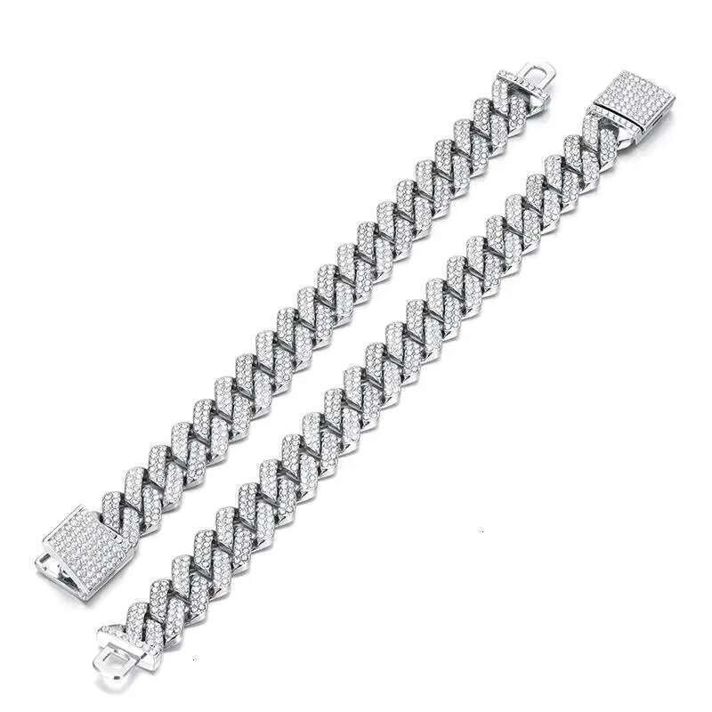 14mm Crystal Miami Iced Out Cuban k Bracelet For Men&Women Full Rhies Charms Hip Hop Jewelry Chain wholesale Gift