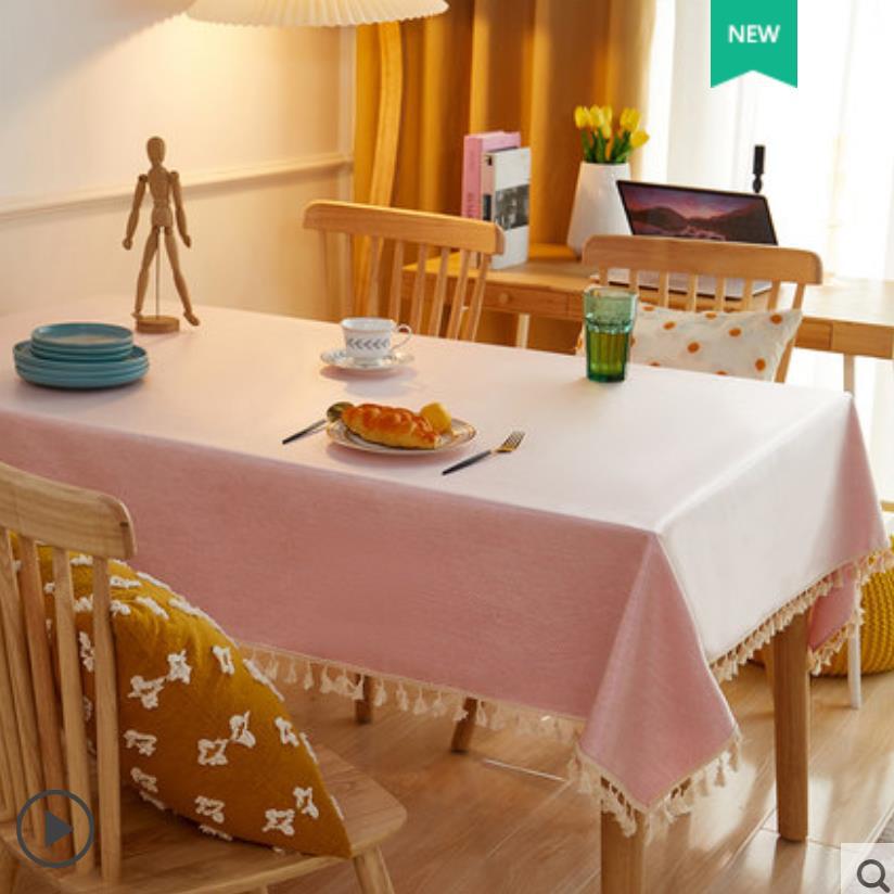 B387 Japanese style simple cotton and linen fabric tpu tablecloth wash-free waterproof and oil-proof tablecloth rectangular anti-scalding coffee table