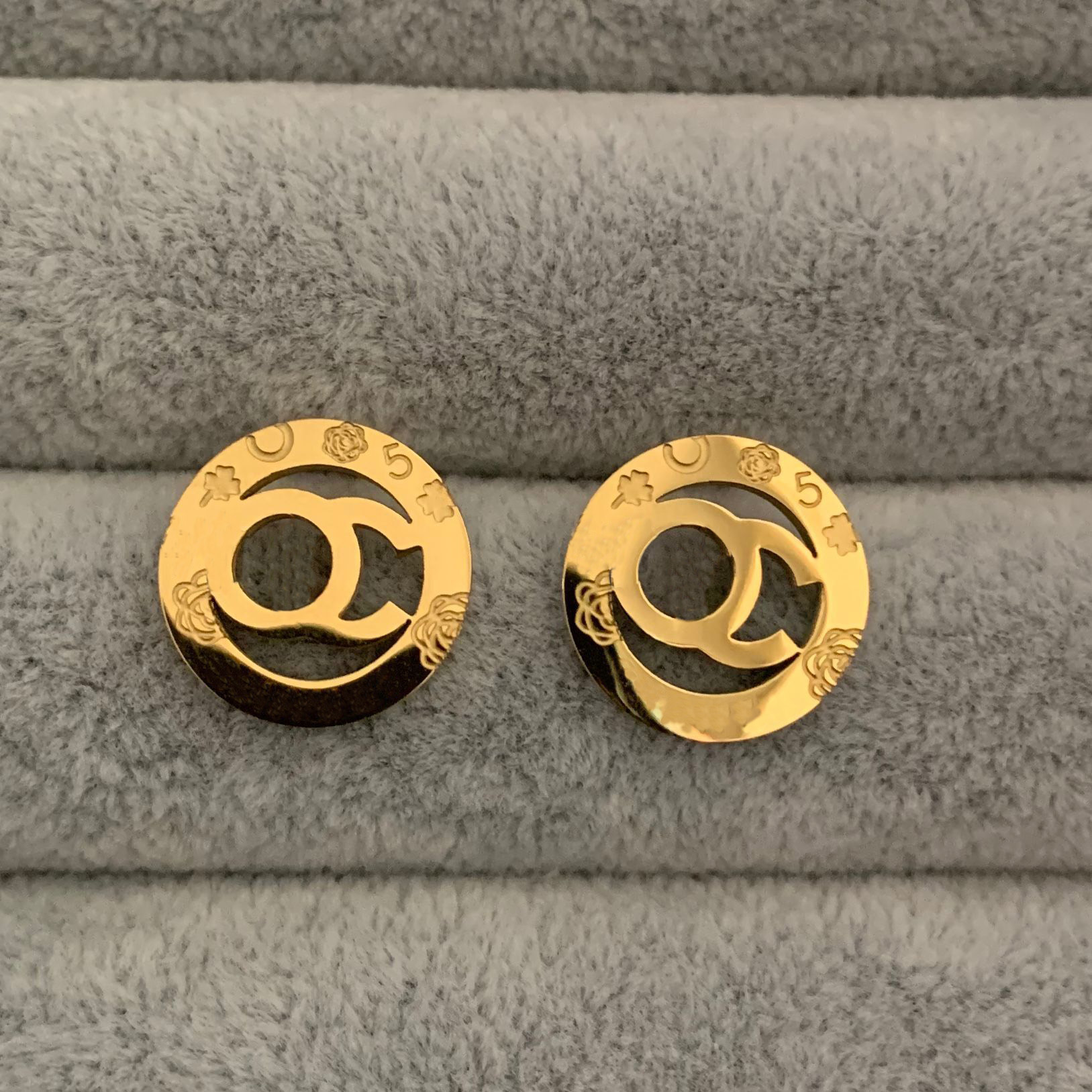 As Original Designer Studs Earrings Classic 18K Gold Plated Earrings Stainless Steel Fashion Earrings For Boys Girls