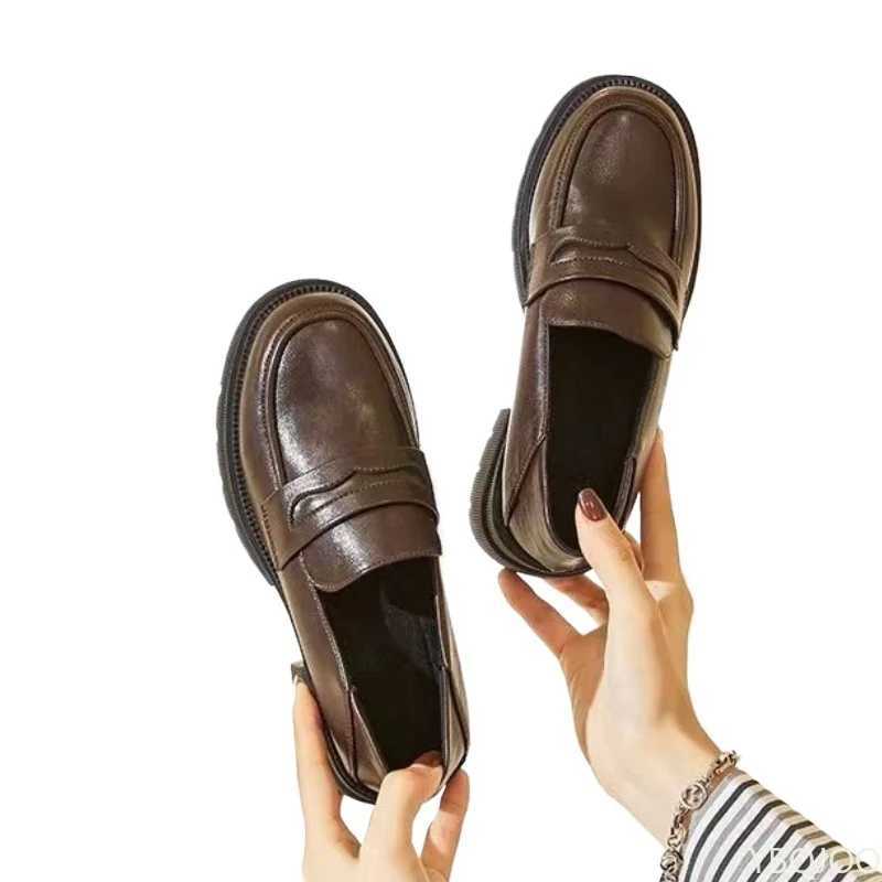 Womens casual leather shoes fashionable thick soled pump solid color breathable roller coaster fashionable and comfortable womens high heels Zapatos Z