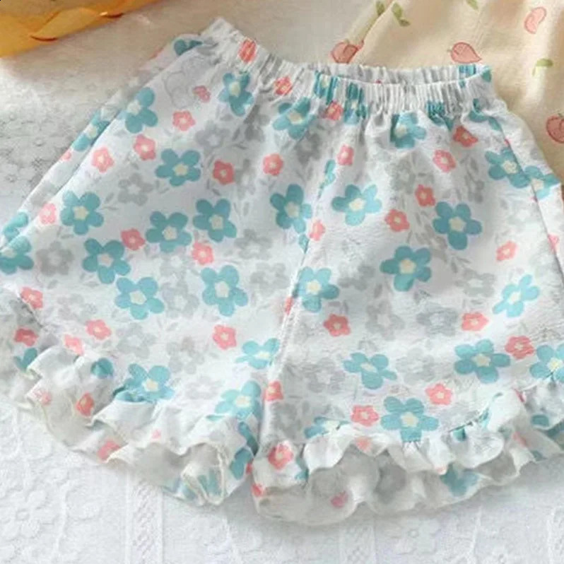 Beach Pography Cute Flower Printed Baby Girl Shorts Elastic Waist Loose Casual Ruffle Summer Toddler Girls Short Pants 250517z