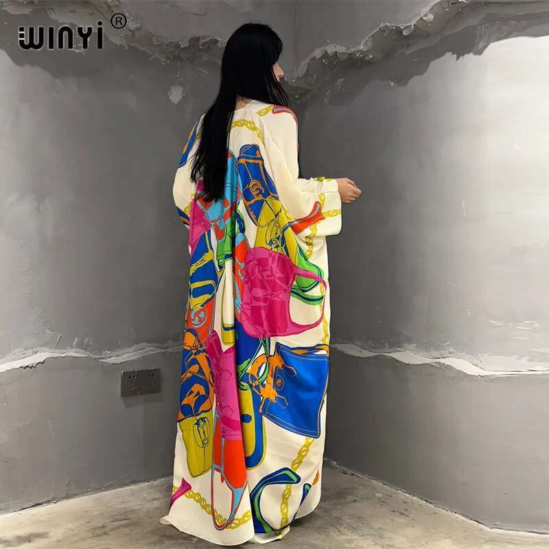 WINYI kimono Africa summer boho print cover-up long elegant coat beach outfits for women maxi dress