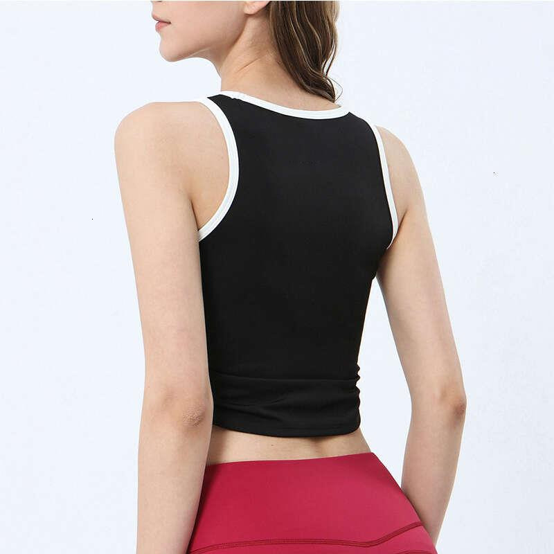 Womens Sports Fiess Summer Sports Tank Top Skin Friendly Fabric Gym Top Sleeveless Yoga T-shirt with Chest Pad Running Crop Top