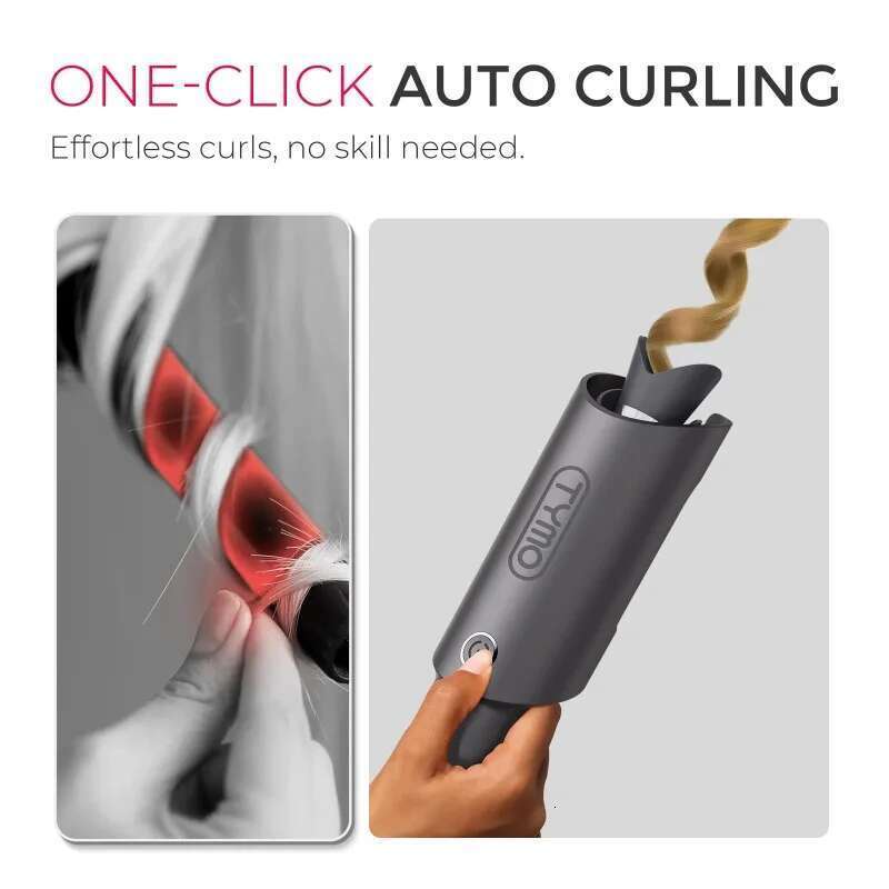 TYMO CURLPRO Automatic Curling Iron, Rotating Hair Curler for Lasting Beach Waves, 500M Ionic, Dual Voltage & Lightweight,1 inch