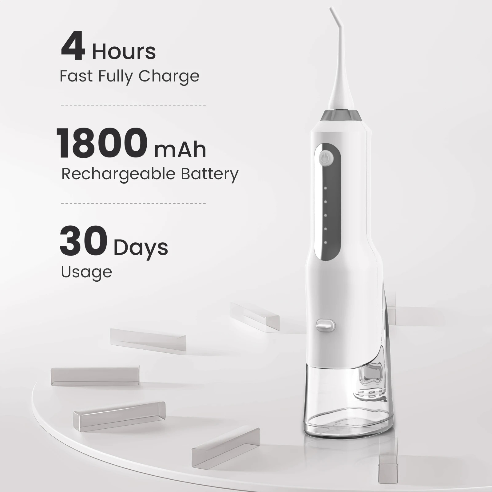 Dental Water Flosser Professional Cordless Rechargeable Electric Oral Irrigator Water Jet for Teeth Braces Care with 5 Jet Tips 250520