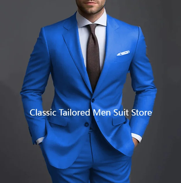 Grey Men Suits Formal Business Notched Lapel Groom Wedding Suits For Men 2 Pieces Slim Fit Tuxedos Blazer Pants Trajes De Hombre 250516