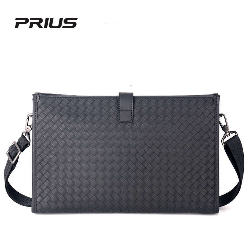 2025 Men's Oil Wax Leather Weaving Diagonal Cross Large Size Handbag iPad Single Shoulder Bag Trend