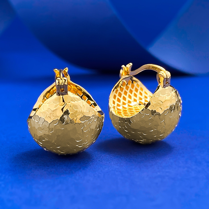 S925 Sterling Silver Hammered Finish Ball Earrings, Elegant and Modern Design, Perfect for Daily Wear and Special Occasions