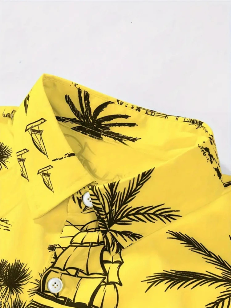 Summer Mens Shirt Coconut Tree 3d Print Casual Short Sleeve Lapel Tops Beach Casual Hawaiian Shirt Men Oversized Shirts For Men 250516