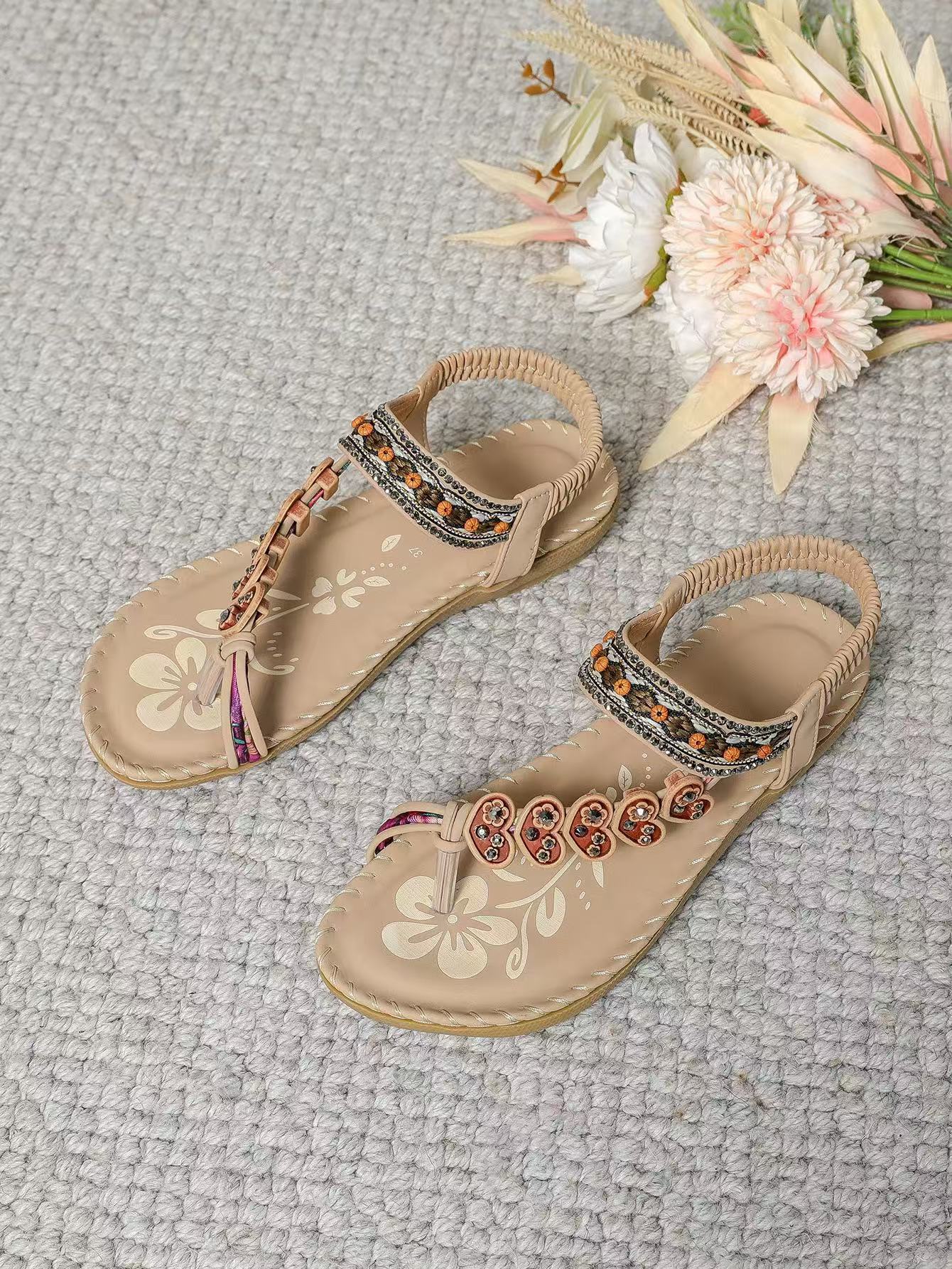 Flat Sandals Summer Open Toe Chain Women's Fashion Outdoor Beach Shoes Plus Size 431