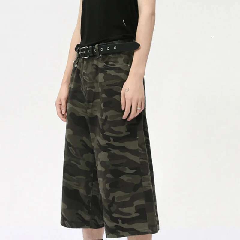 IEFB American Style Men's Shorts Camouflage Calf-Length Pants Straight Wide Leg Male Short Jeans Summer Fashion Bottom 9C7600