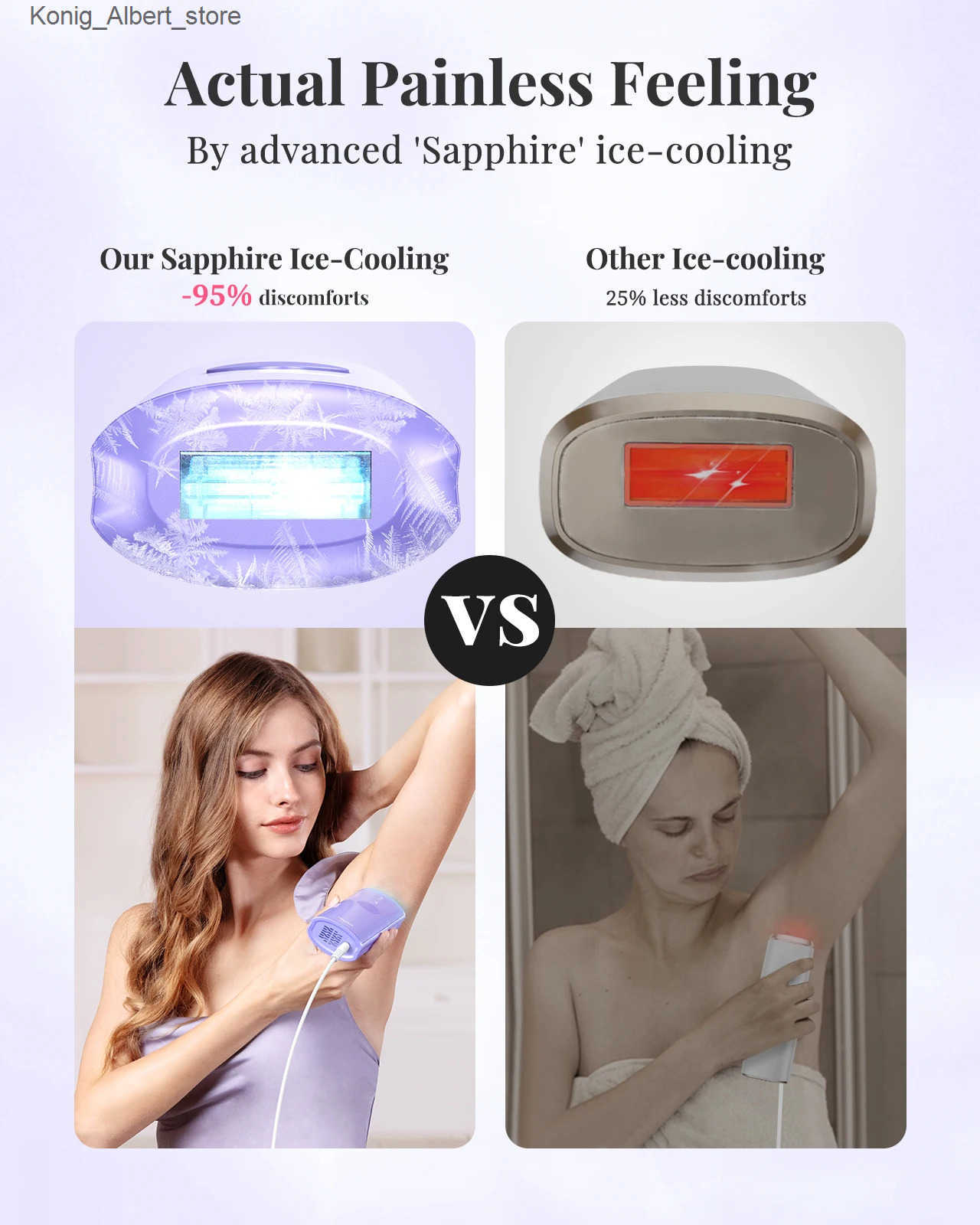 Hikyskin Laser Hair Removal IPL Sapphire Ice-Cooling System9 LevelsPainless Hair Remover Device for Whole Body at home Use z250214QR8
