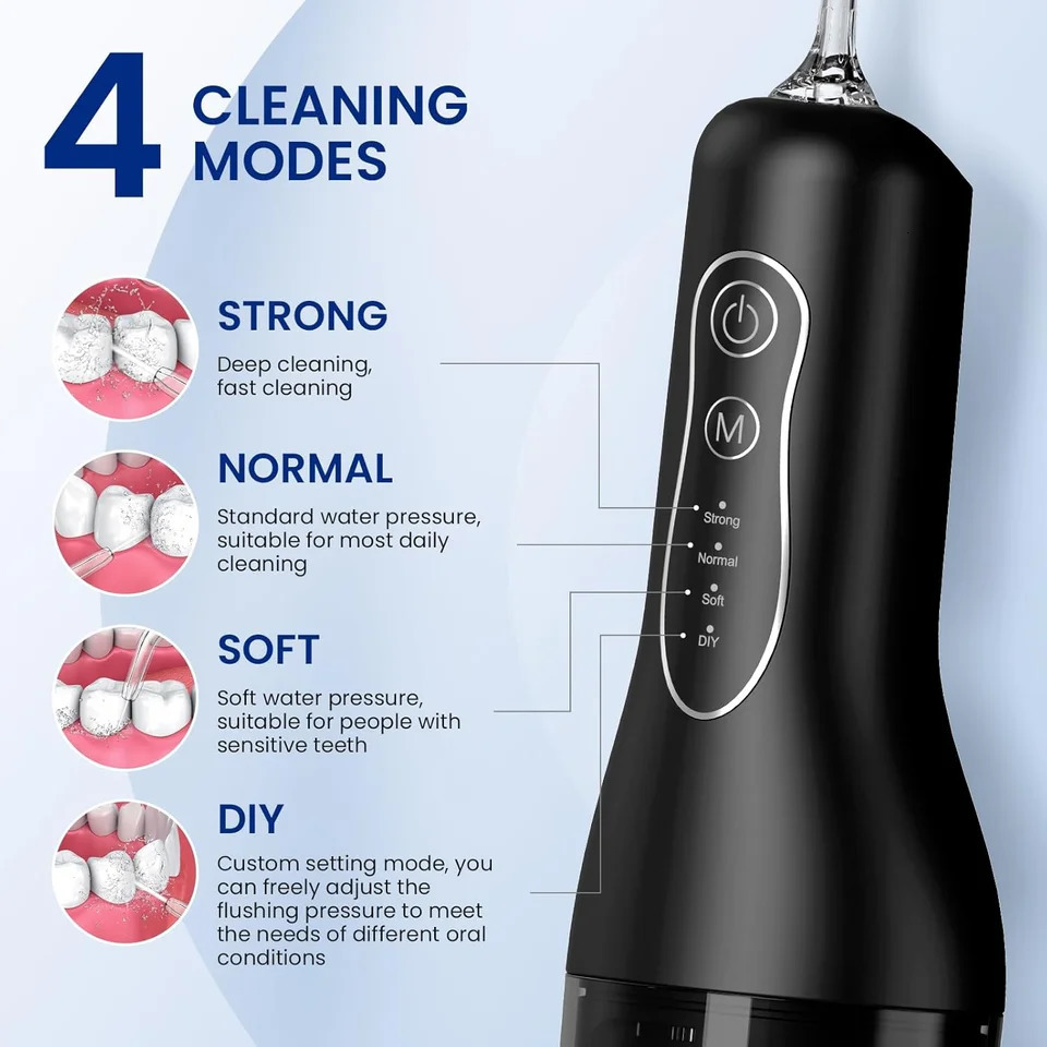 Oral irrigator USB rechargeable dental floss portable sprayer 260ML water tank waterproof oral care cleaning 250519
