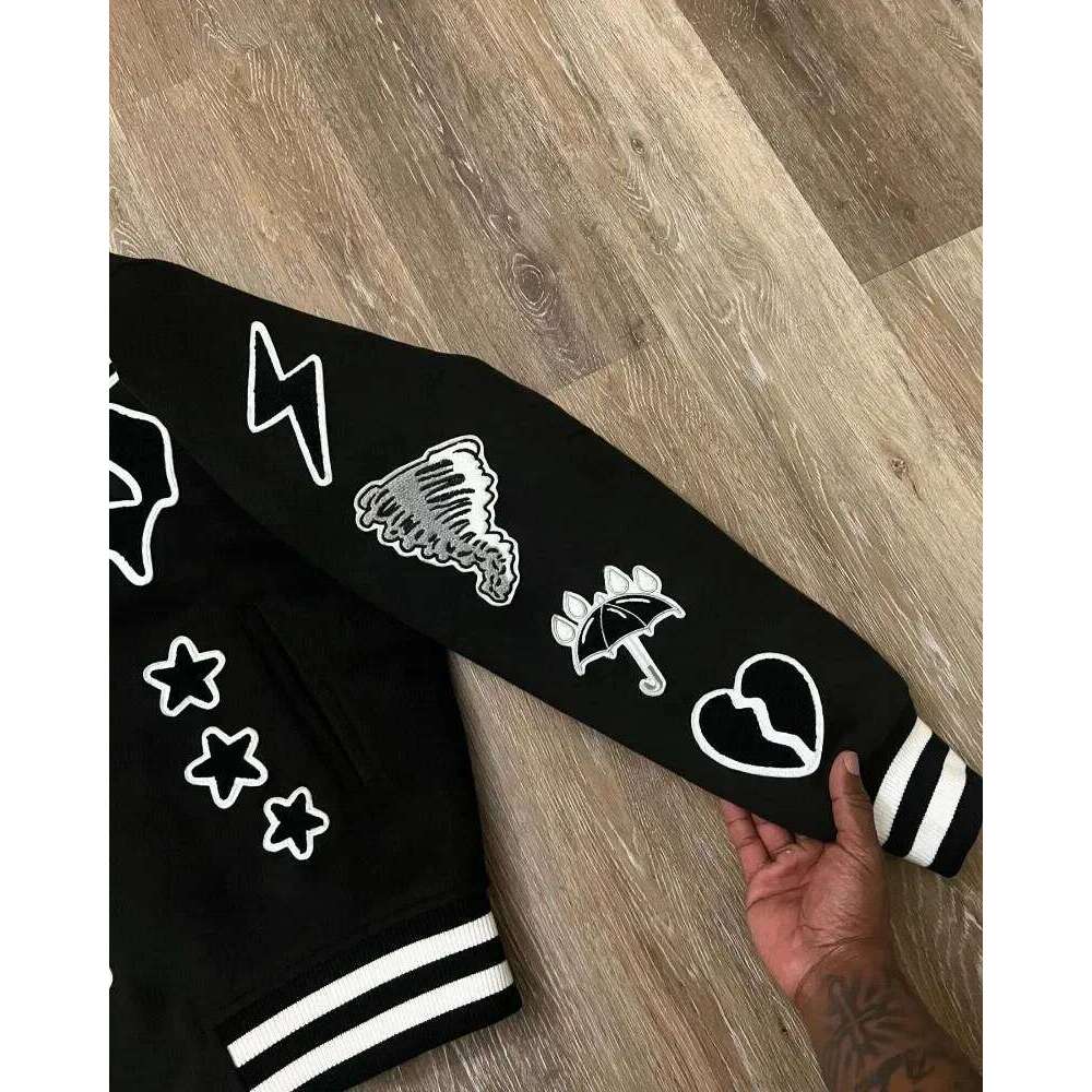 Retro Gothic Alphabet Embroidery Oversized Motorcycle Baseball Uniform Men's Y2K New Trend Haruku Hip-Hop Joker Jacket