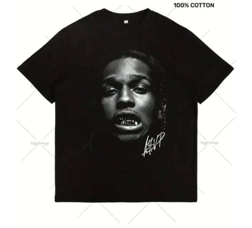 Hip-hop Streetwear Graphic Top Gothic Punk Haruku Retro Portrait Print Oversized T-shirt Men Y2K Casual Cotton Short Sleeves