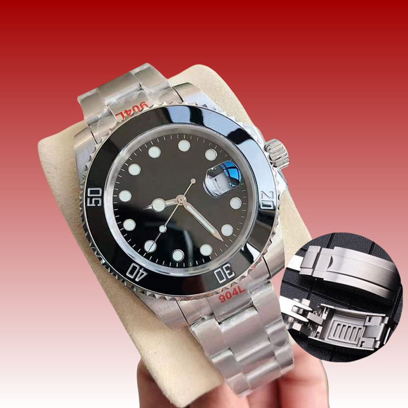 Automatic mechanical men's luxury design ceramic watch 40mm 904L all stainless steel sliding button swimming watch sapphire super bright watches Automatic 007 watc