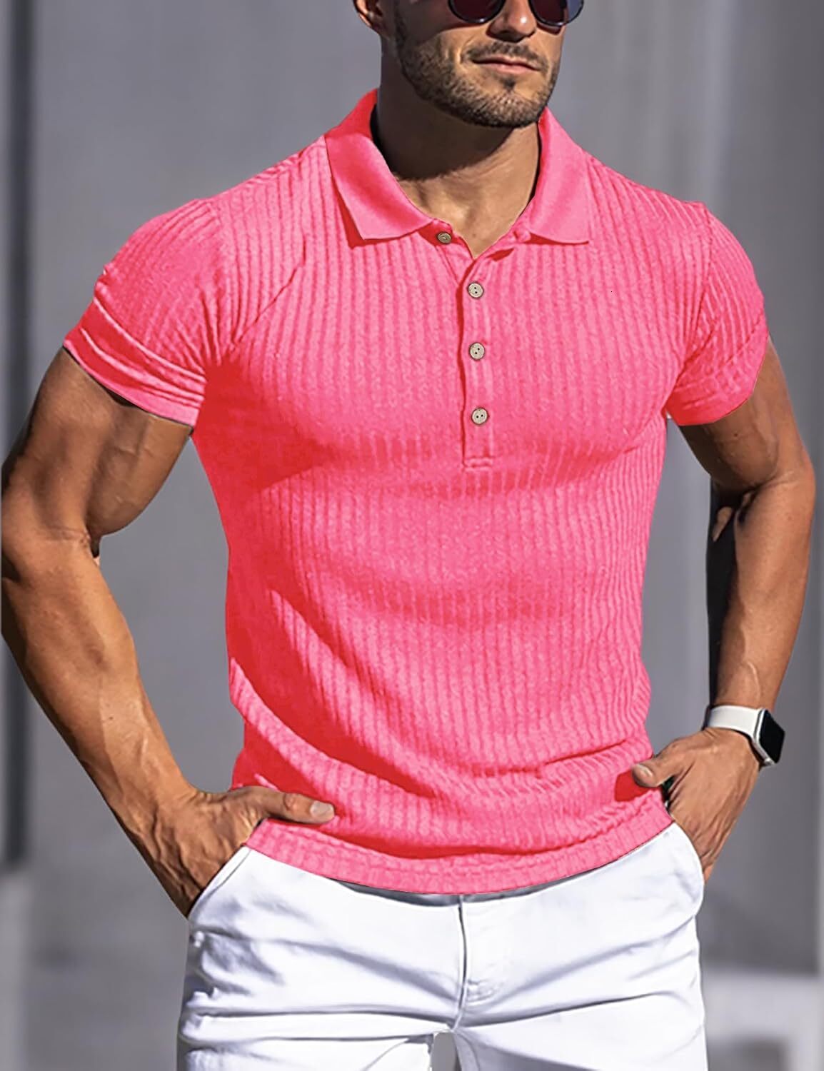 Mens Polo shirt Men's Muscle T Shirts Stretch Short Sleeve Workout Tee Casual Slim Fit tshirt Casual tops summer clothes