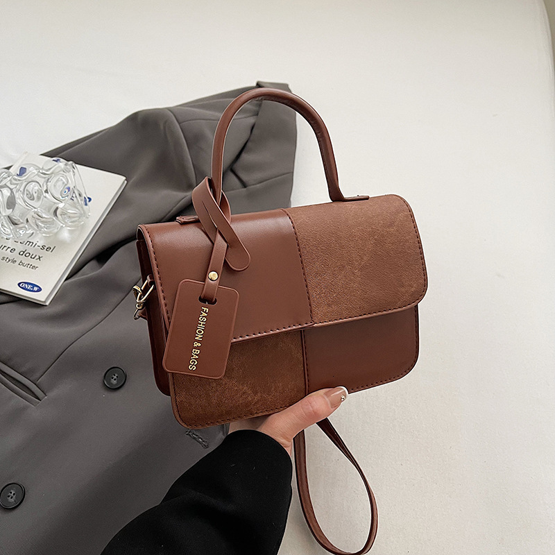 Free Delivery Designer Bag Splicing Texture Hand With Niche Design Crossbody French Small Square Stylish Versatile Shoulder Luxury Bag