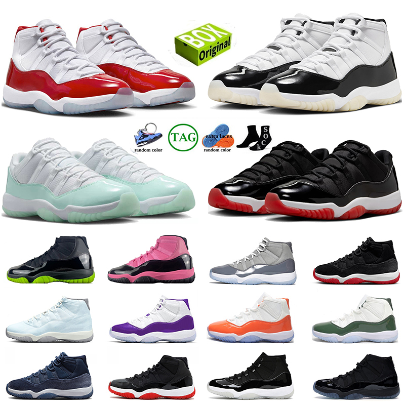With Box 11s Mens Basketball Shoes Low Bred High Cherry 11 Cool Grey Black Pink White Igloo DMP Gamma Blue Space Jam Women Designer Sneakers Outdoor Sports 36-47
