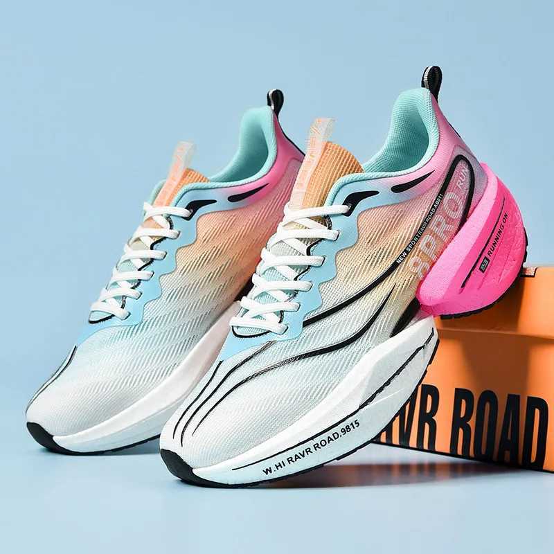 Mens Full Carbon Plate Running Shoes Women Lightweight Breathable Mesh Marathon Training Gym Workouts Anti Slip Men Sneakers W250521