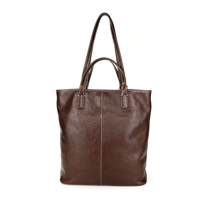 Tote Bag Head Layer Cowhide Vegetable Tanned Genuine Leather Women Autumn Winter New Single Shoulder Crossbody Handbag Commuting Large Capacity Tote B