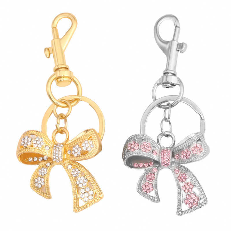 Colorful diamond bow bag pendant, keychain, light luxury design, women's shoulder bag decoration