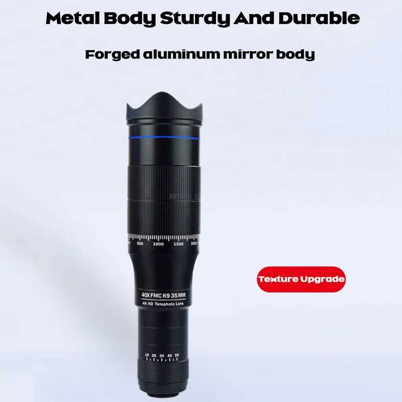HD 40X Zoom Telescope Telephoto Lens Monocular Phone Camera Lens Mini Metal Telescope Mobile Telephoto Lens For Camping Tourism R250521 WTG5