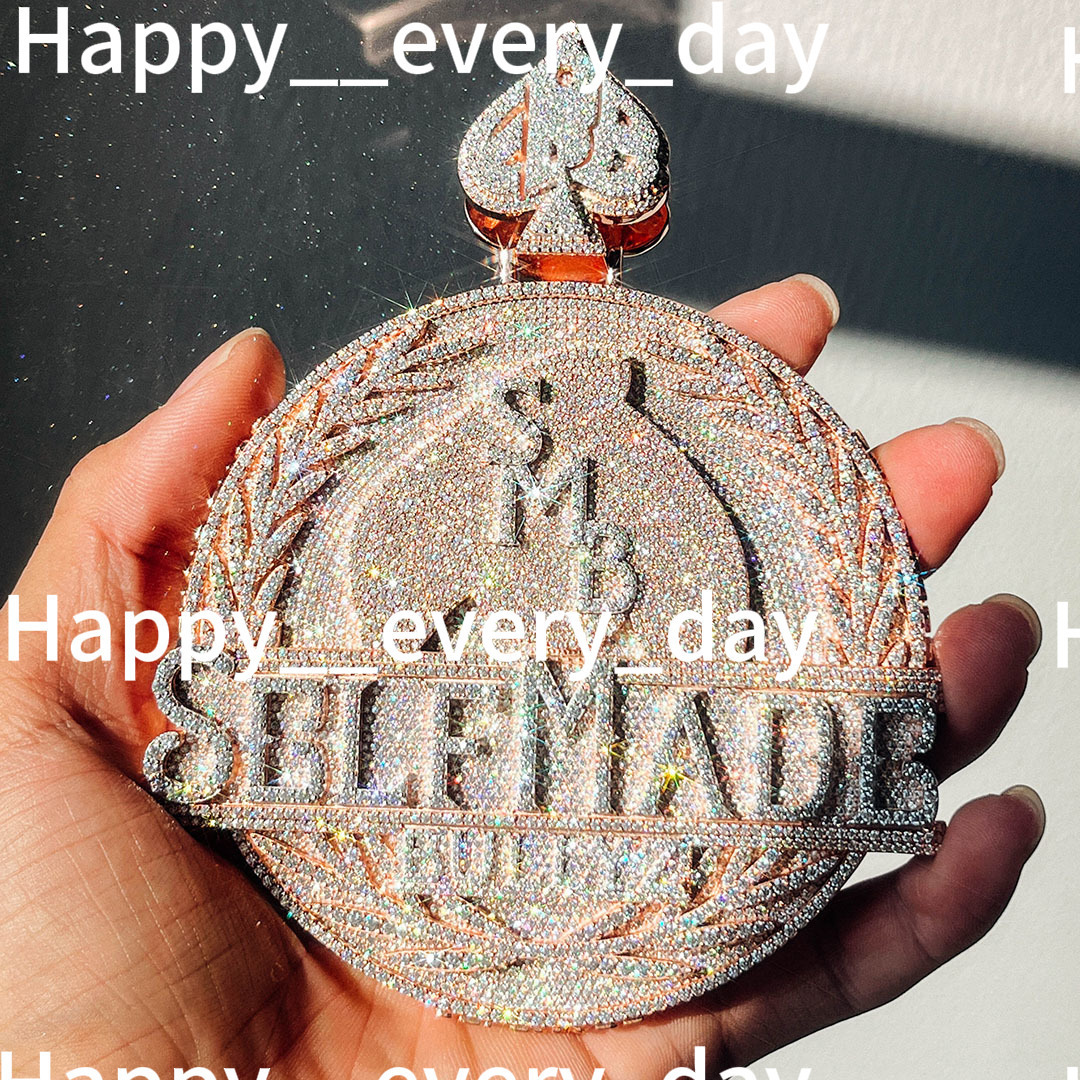 Fine Jewelry Custom Pendant Hip Hop 925 Silver Vvs Moissanite Pendant Iced Out Name Hand Carved with Rose Gold Plating Pendant