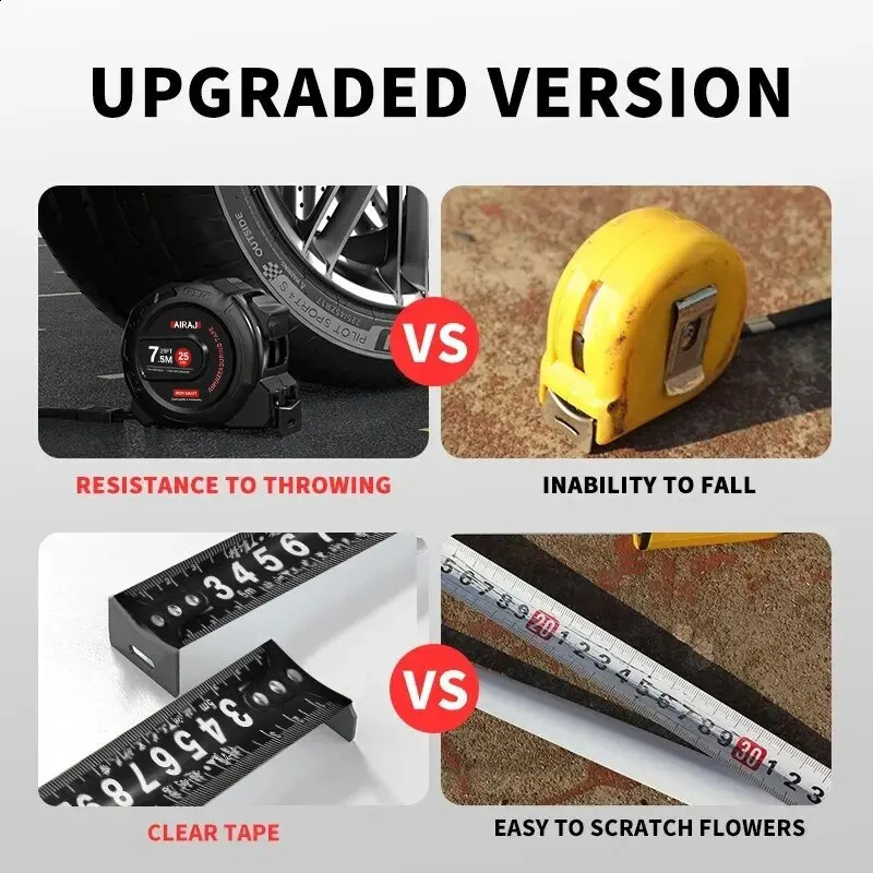 AIRAJ 7.5/5/3M Tape Measure High Carbon Steel Thickened Frosted Anti Drop Shell High-Precision Portable Manual Measuring Tool 250516