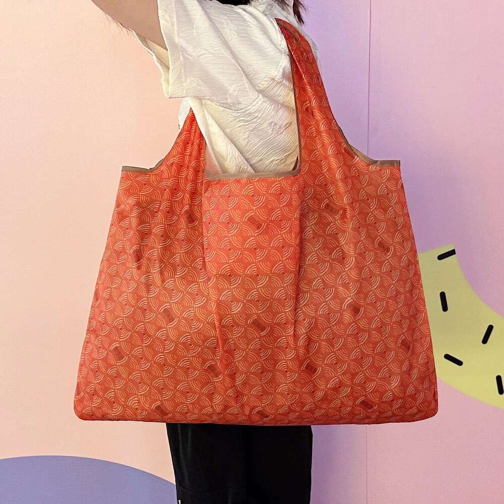 Large Capacity Shoulder Bag, Reusable Environmentally Friendly Lightweight Shopping With Printed Pattern, Outdoor Foldableable Satchel Camping Style T