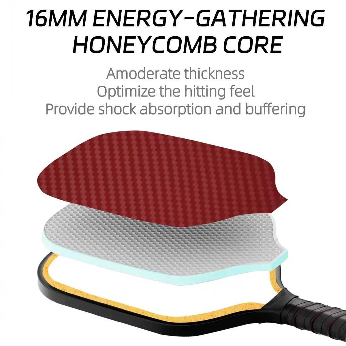 RUBY Pickleball Paddle Thermoformed Unibody Red 100% Kevlar Carbon Fibre 16MM Honeycomb Core Professional Pickleball Racket M250521