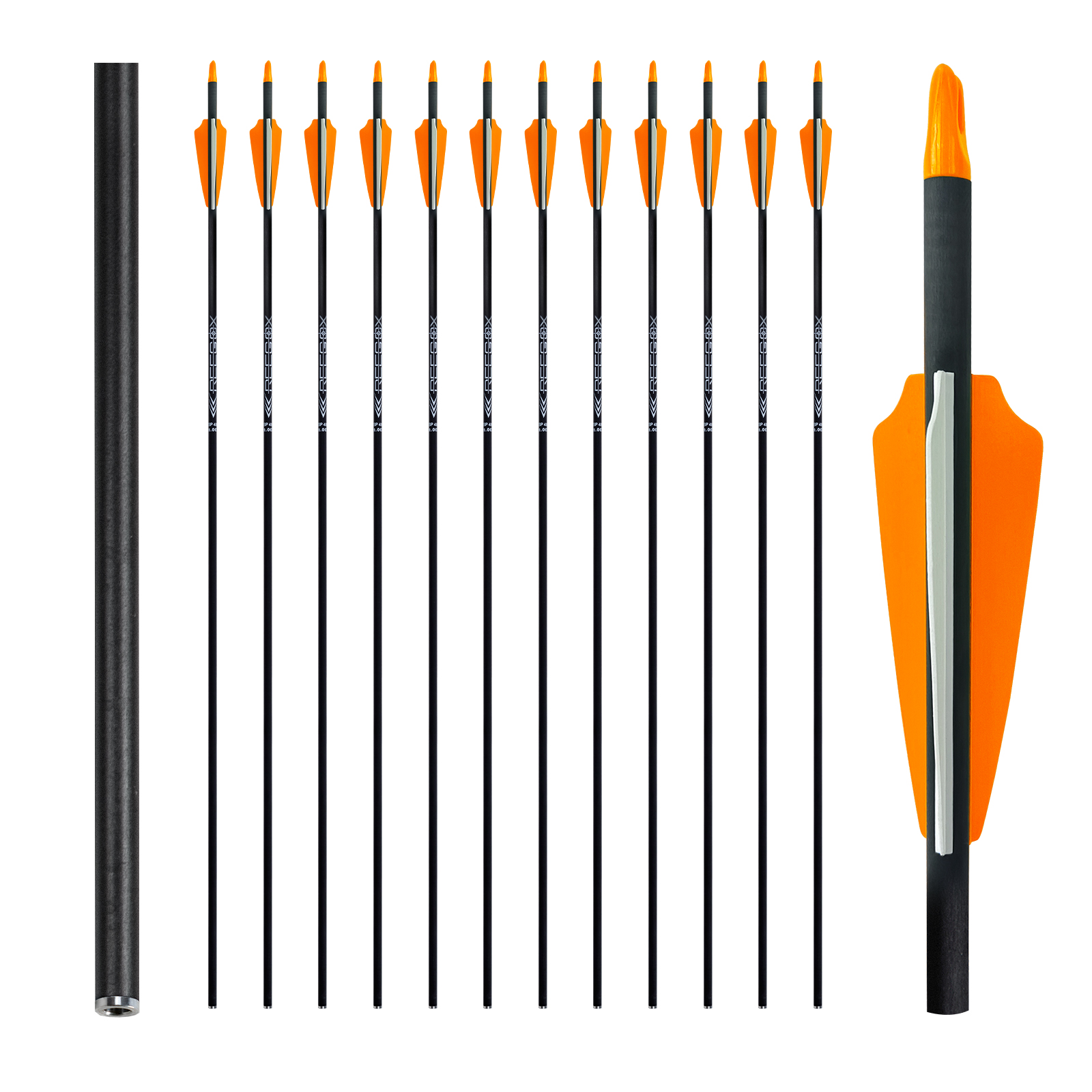 Archery Targeting Arrows without Arrowheads 31inch Spine250-600 Arrows 6.2mm Carbon Hunting Arrows Practice Arrows for Recurve Bow & Compound Bow (12P
