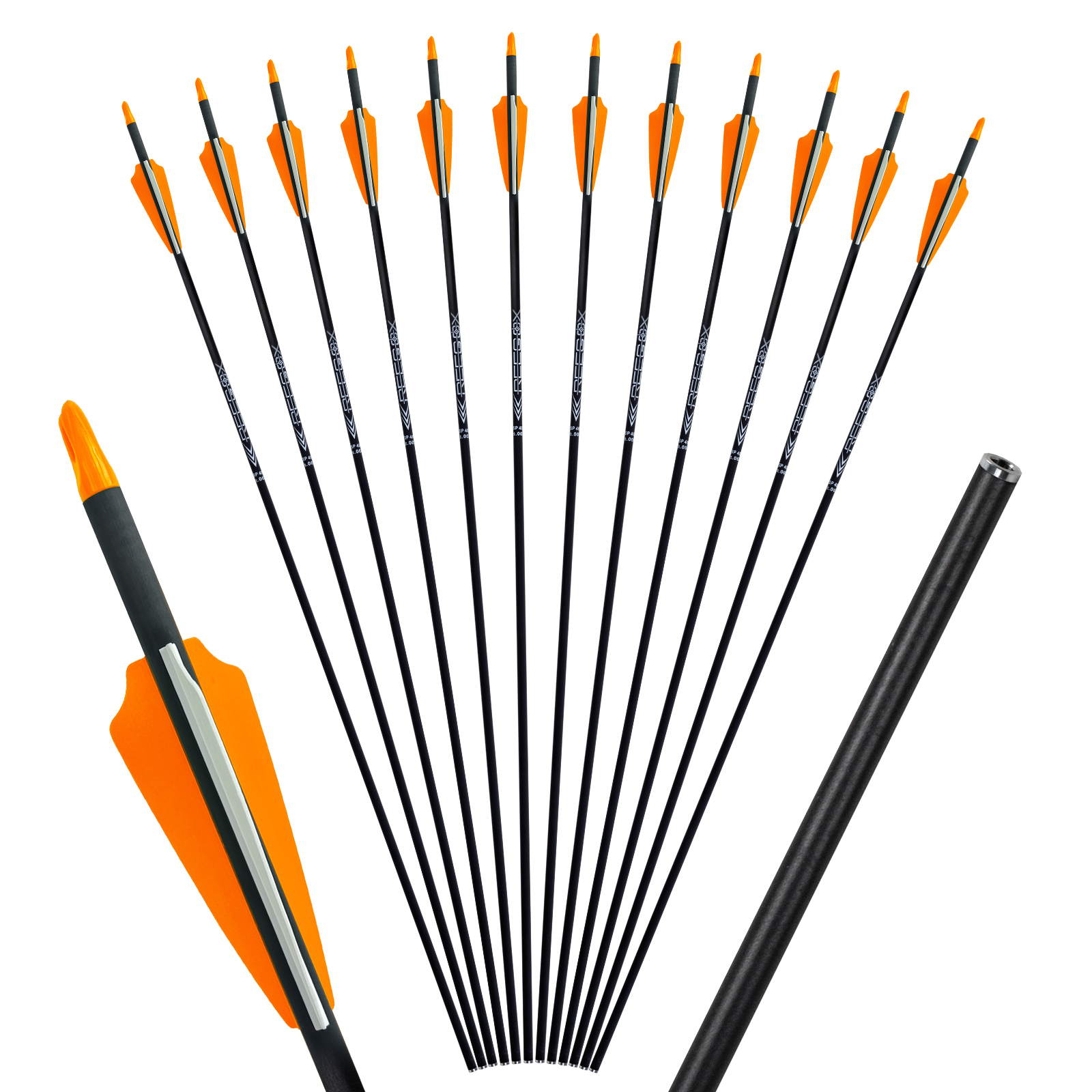 Archery Targeting Arrows without Arrowheads 31inch Spine250-600 Arrows 6.2mm Carbon Hunting Arrows Practice Arrows for Recurve Bow & Compound Bow (12P